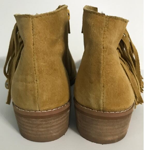 Naughty Monkey Booties Boots Size 7 Womens Suede Mustard Yellow Fringe Western - Picture 7 of 10